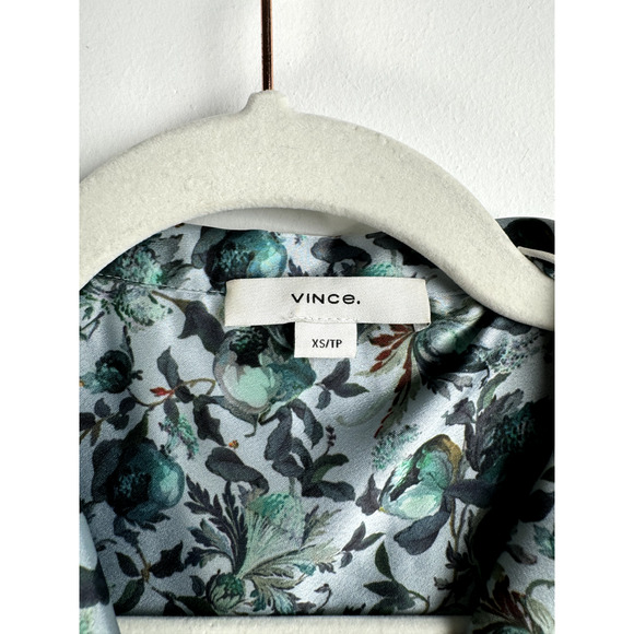 Vince Green Floral Regency Old Money Cottagecore Luxury Designer Button Up Top - Picture 5 of 10